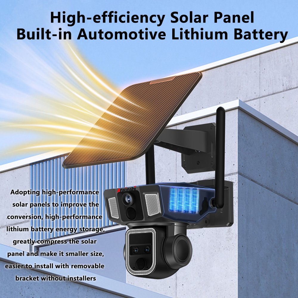 Anxinshi 3 Lens 12MP High Resolution 10X Optical PTZ Wireless WiFi Solar Battery Network Camera