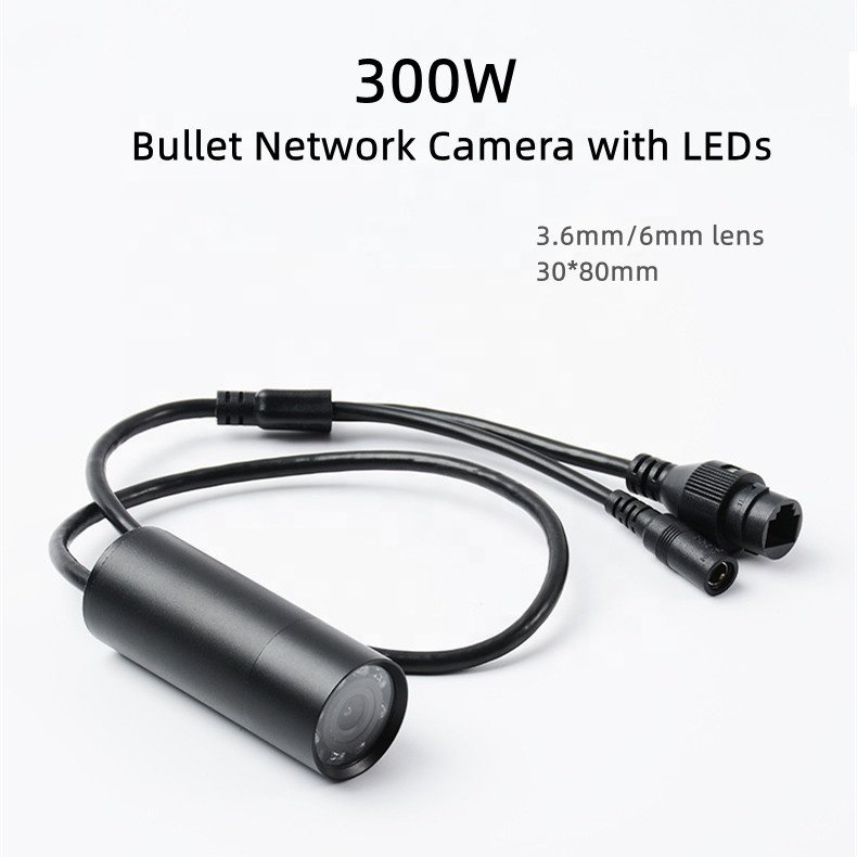 Direct Sales Small Type 1080P 3MP Network Camera Infrared IP Camera with LEDs 3.6mm/6mm Lens RJ45 Port 30*80mm