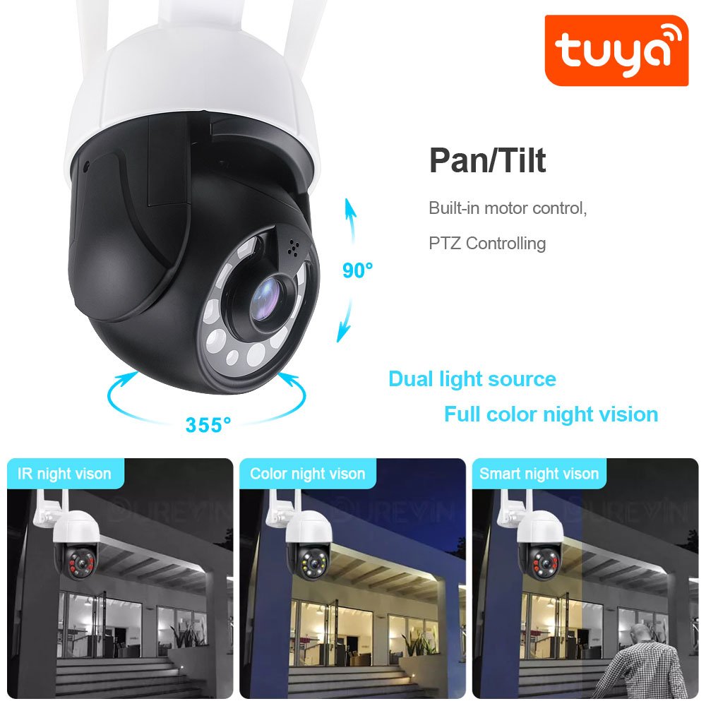 Two-Way Audio Waterproof 5.0MP Tuya Smart PTZ WIFI 1.8'' Mini Camera PST-C18B-5MP