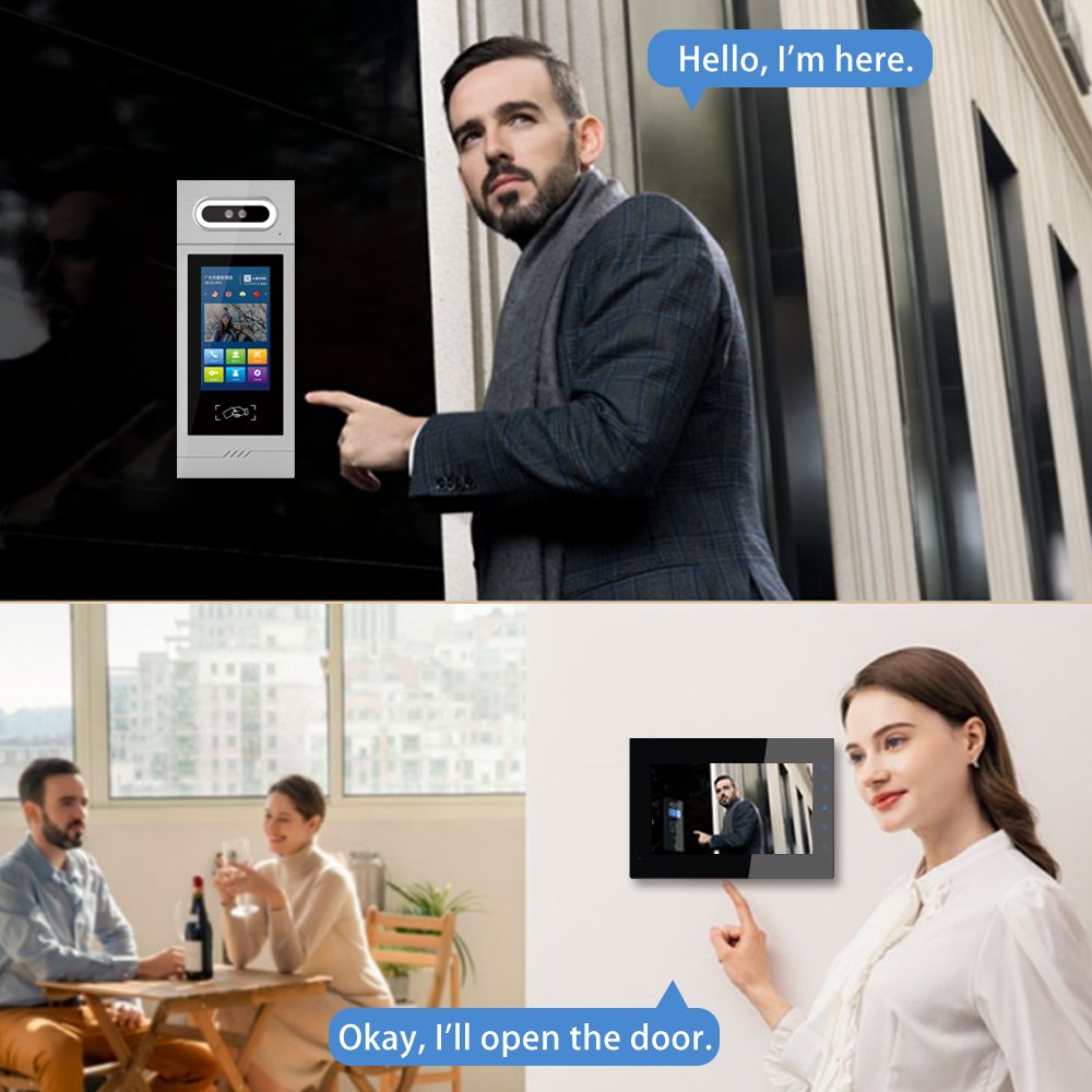Poe Intercom Ip Cat5E Cable System Ip Video Phone Door Tcp/Ip 1080P 7Inch Display Video Intercom With Access Control Keypad