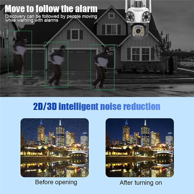Icam365 Waterproof Human Auto Tracking Cctv Home Security Wireless Network Outdoor Ptz Wifi Surveillance Three Lens Ip Camera