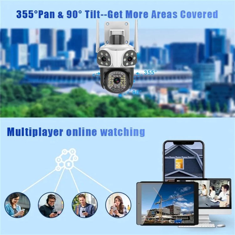 Icam365 Waterproof Human Auto Tracking Cctv Home Security Wireless Network Outdoor Ptz Wifi Surveillance Three Lens Ip Camera
