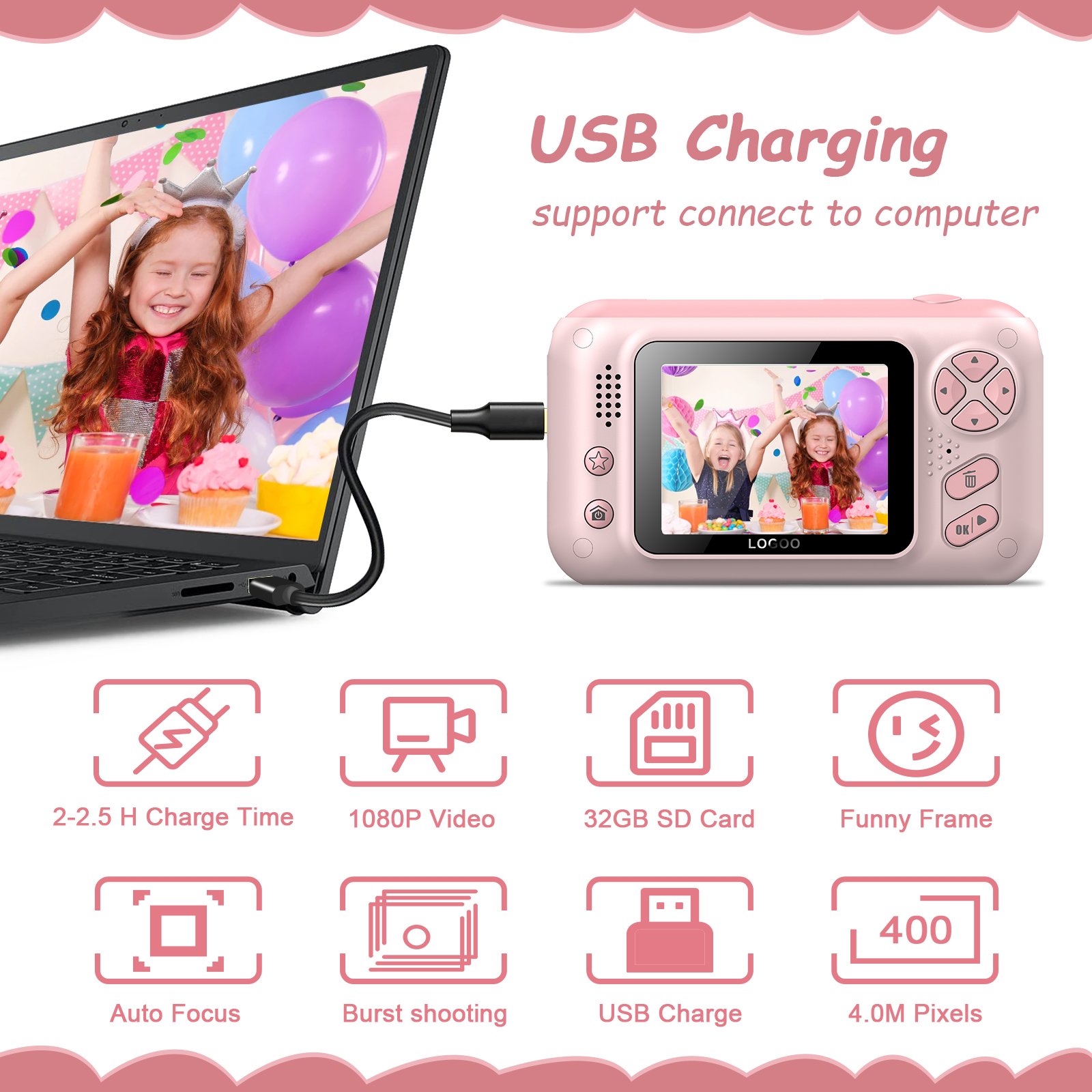 High-end Technology Manufacturing Children Video Camera Mini Gift Kids Cartoon Toys Camera