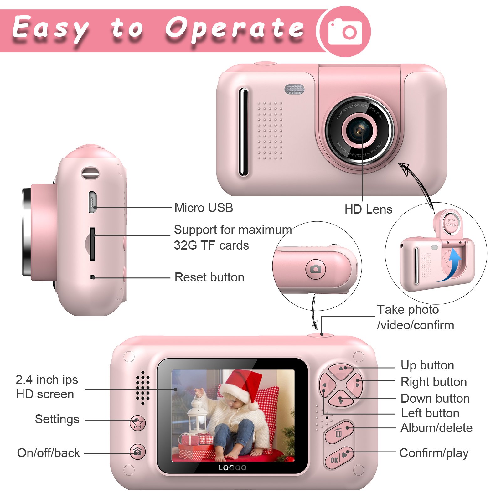 High-end Technology Manufacturing Children Video Camera Mini Gift Kids Cartoon Toys Camera