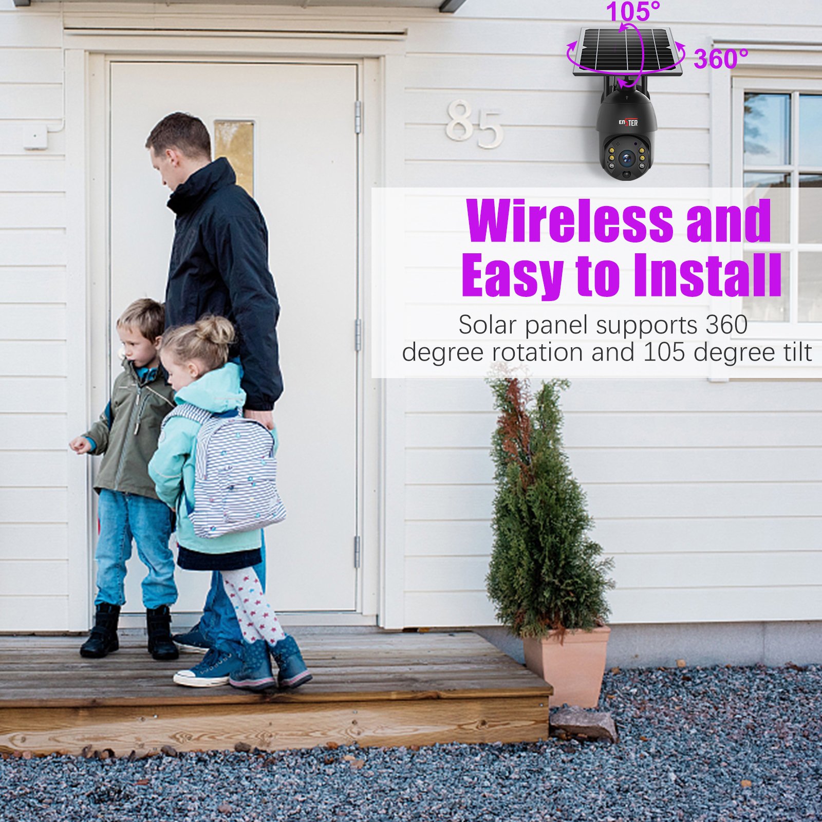 ENSTER Newest PIR Night Vision Outdoor Wireless PTZ WiFi HD Surveillance Security CCTV Network Solar Camera