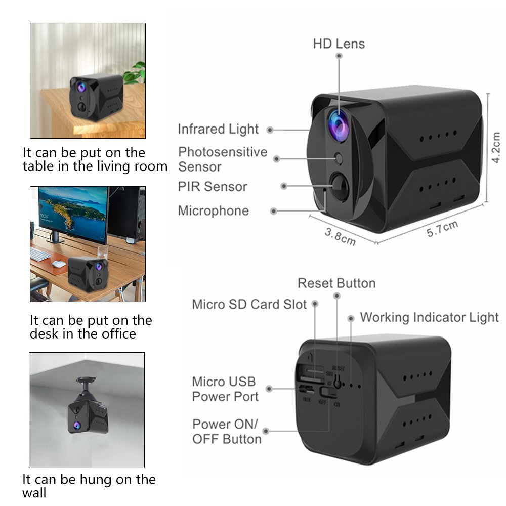 Factory Price Wifi Mini Battery Camera Low Power Pir Detection Network Camera Portable Wireless Indoor Camera