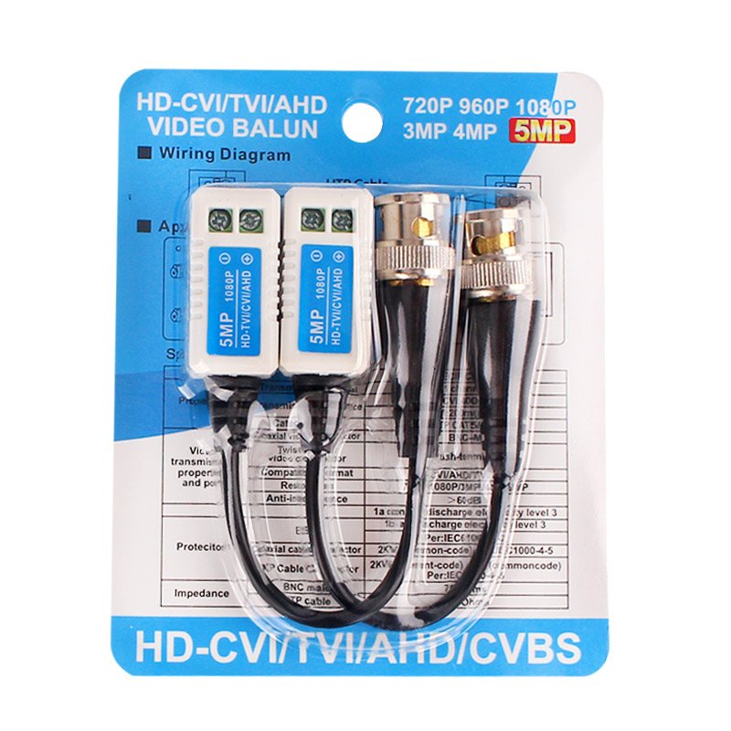HD 1ch twisted pair transmitter passive CCTV Passive AHD CVI TVI CVBS Transmitter camera video balun 4MP 5MP BNC balun for cctv