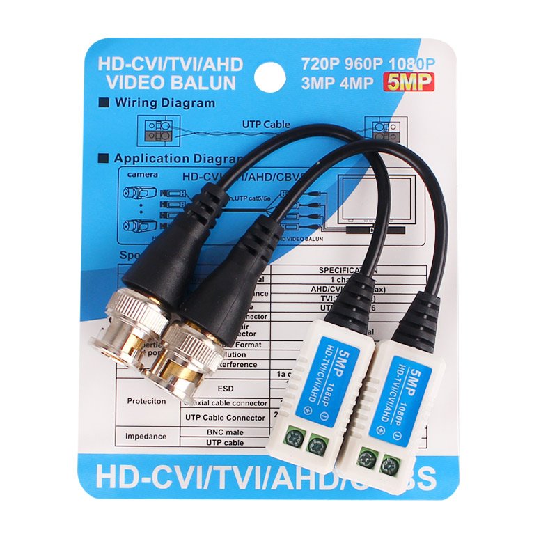 HD 1ch twisted pair transmitter passive CCTV Passive AHD CVI TVI CVBS Transmitter camera video balun 4MP 5MP BNC balun for cctv