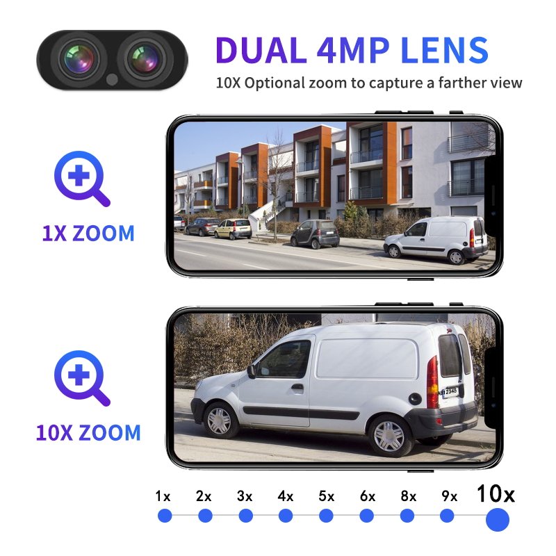 ZXSD 4MP Wireless Security WiFi CCTV Network Camera 10x Zoom Dual Lens Ptz Surveillance Camera
