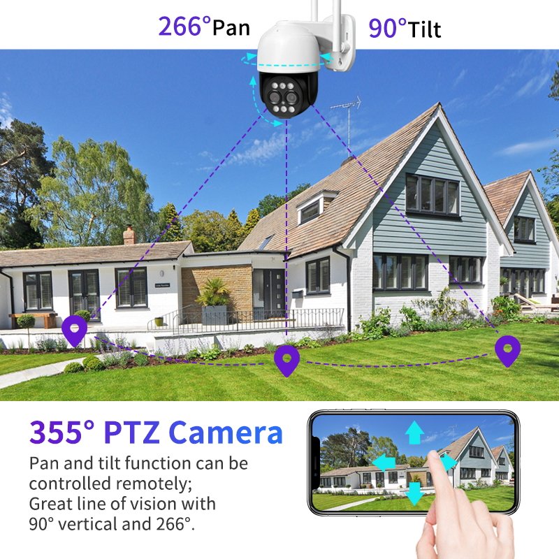 ZXSD 4MP Wireless Security WiFi CCTV Network Camera 10x Zoom Dual Lens Ptz Surveillance Camera