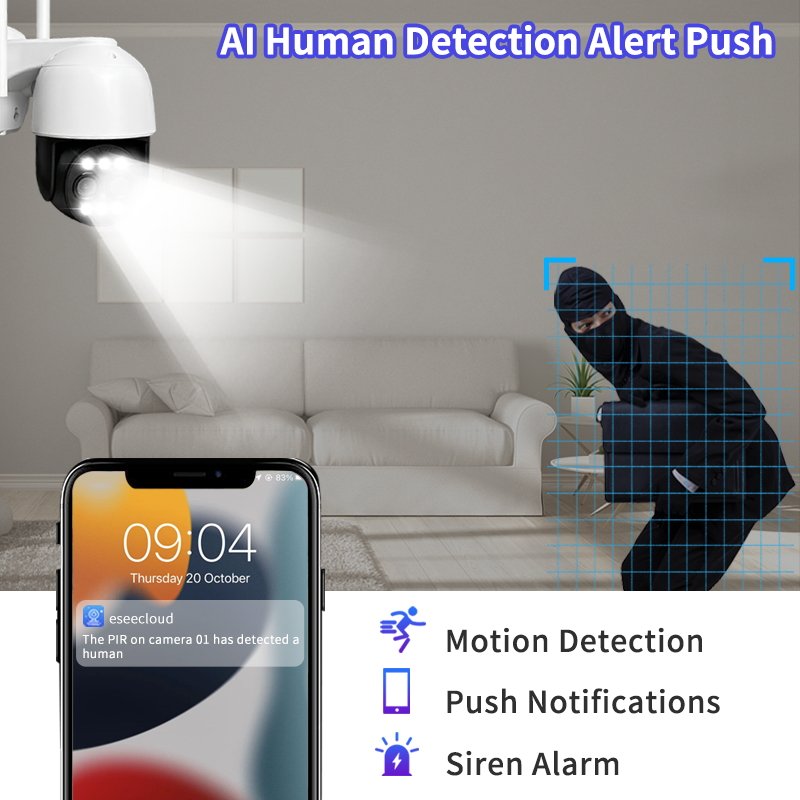 ZXSD 4MP Wireless Security WiFi CCTV Network Camera 10x Zoom Dual Lens Ptz Surveillance Camera