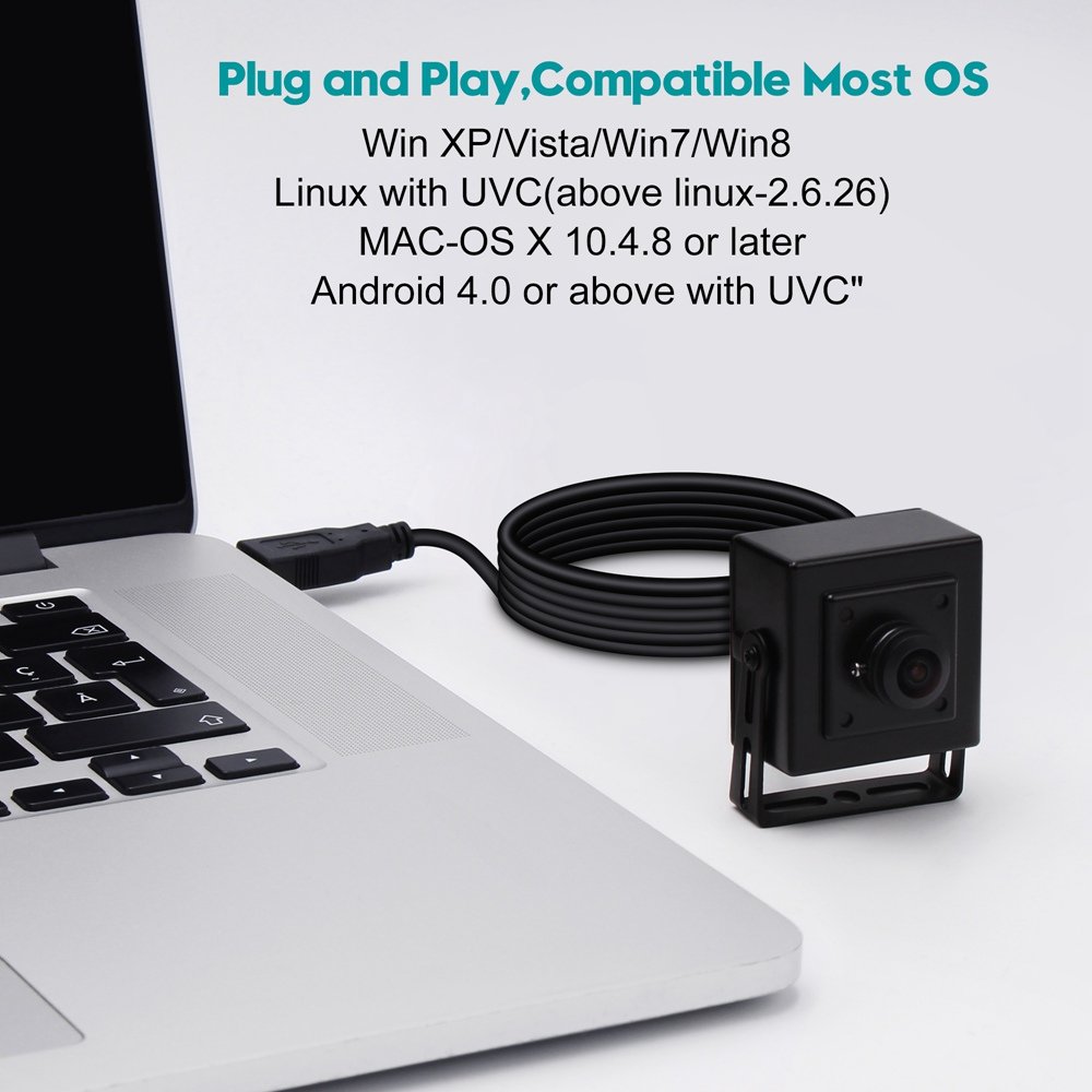 ELP 5MP 200 Degree USB Camera Fisheye Lens 2592x1944 30fps Webcam IMX335 Webcam Mini Camera for Android Mac PC Clear Monitoring
