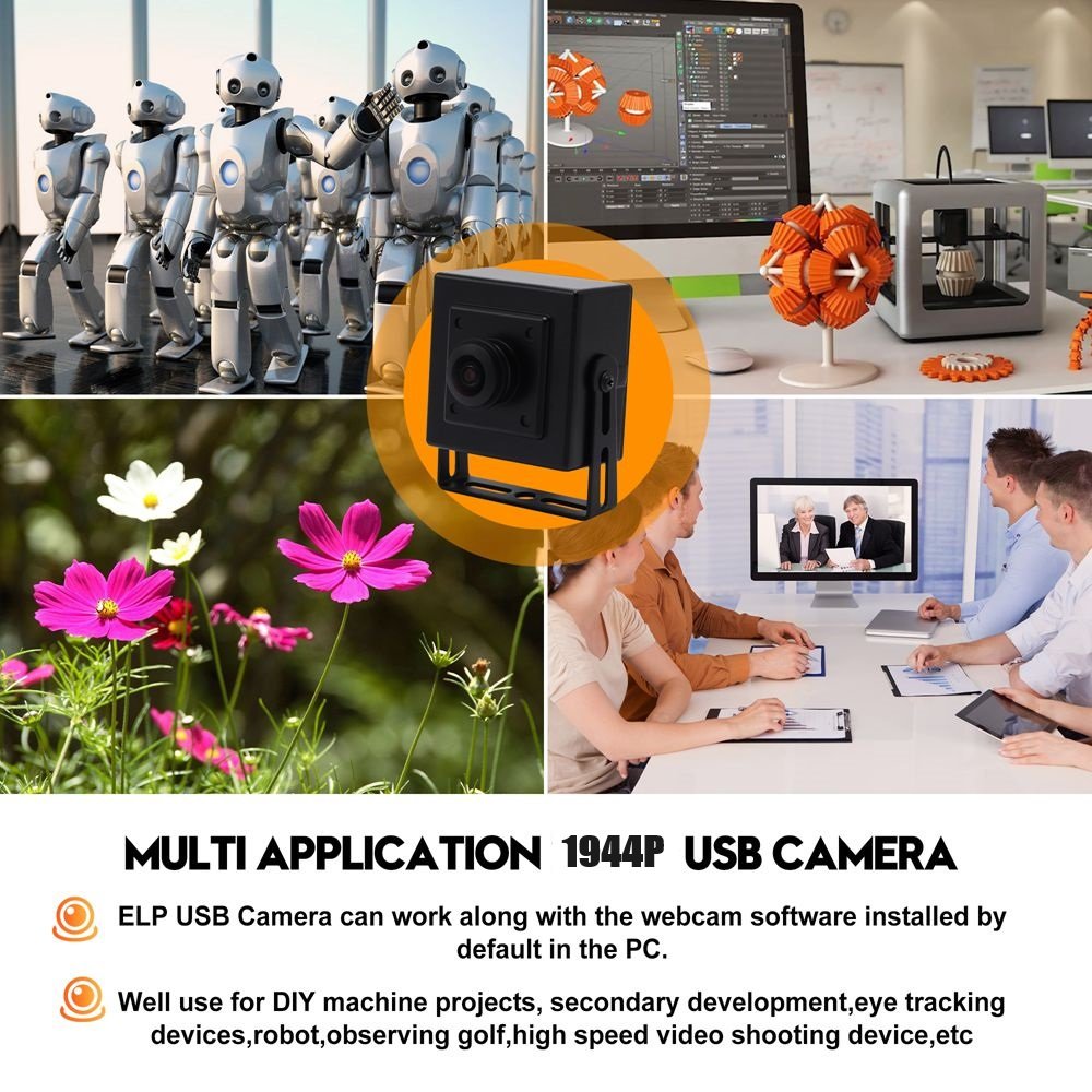 ELP 5MP 200 Degree USB Camera Fisheye Lens 2592x1944 30fps Webcam IMX335 Webcam Mini Camera for Android Mac PC Clear Monitoring