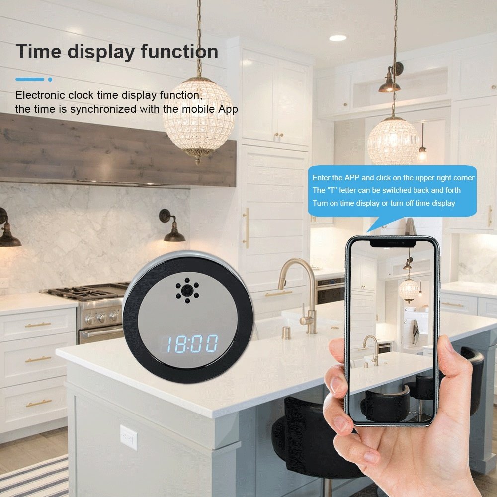 New style wireless wifi HD1920*1080P desk clock video streaming smart Nanny digital clock camera
