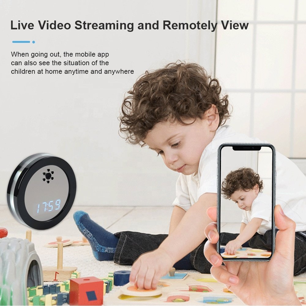 New style wireless wifi HD1920*1080P desk clock video streaming smart Nanny digital clock camera