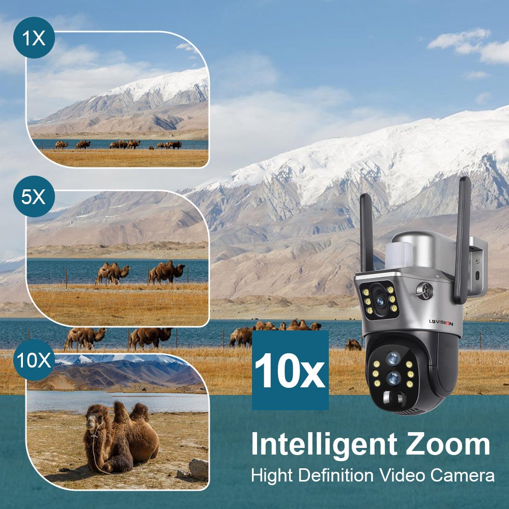 LS VISION V380 pro Dual Lens PTZ 4G Sim Solar 4MP Outdoor CCTV Camera 10x Zoom Night Vision PIR Solar Cameras