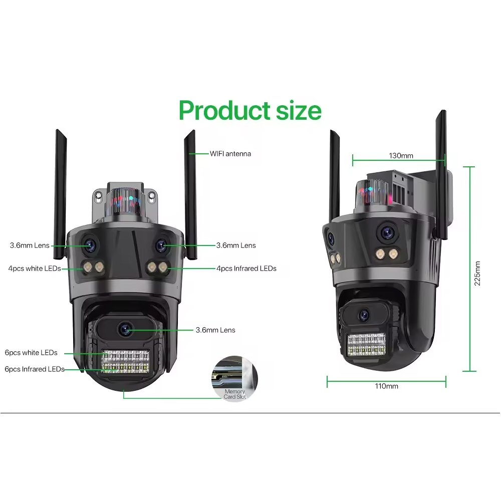 4K 9MP iCsee PTZ WIFI Camera Outdoor Wireless Security IP Camera with Dual Lens Auto Tracking 1-Year Warranty