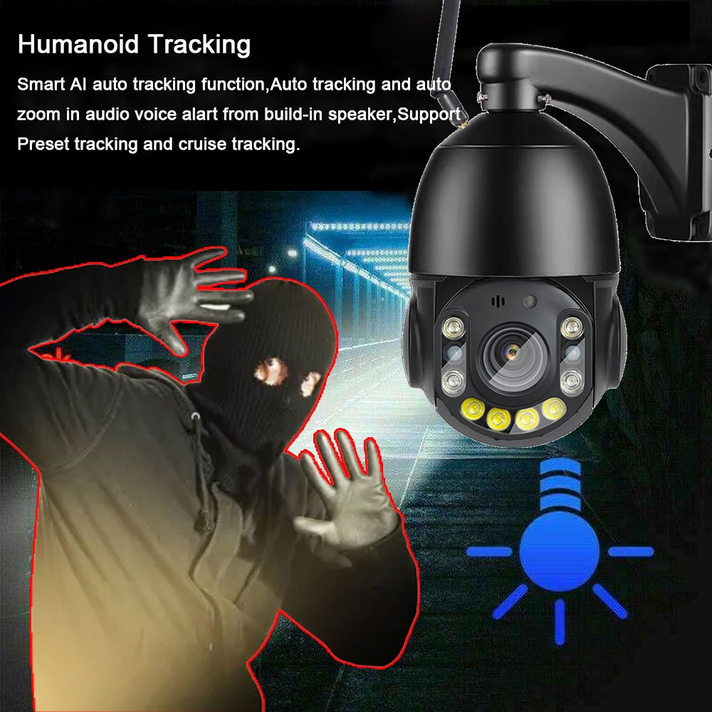5MP 30X Zoom HD IP PTZ Camera Camhi camhipro Wireless PTZ Network Camera two way audio Humanoid Tracking IP66 Metal