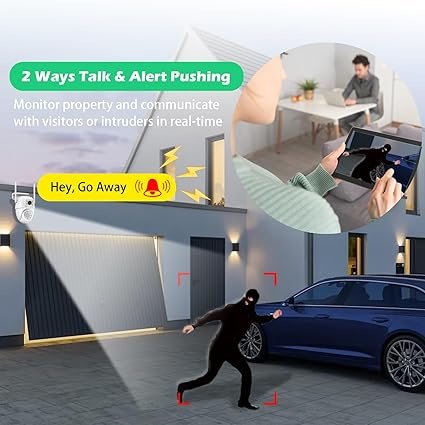Wakiya 6MP WiFi PTZ Security Camera,360 View,IP66 Waterproof,Human Detection&Tracking,Night Vision,24/7 Record