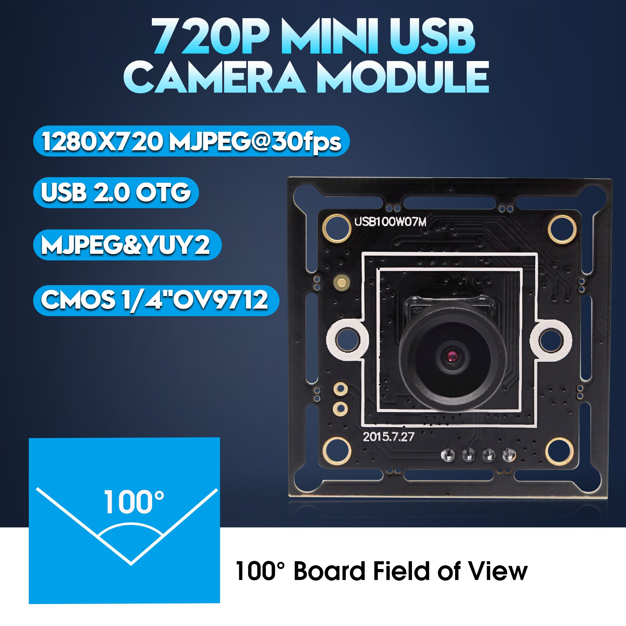 ELP 720P Mini USB camera CMOS OV9712 1280X720 Camera Module with 100 degree M7 lens