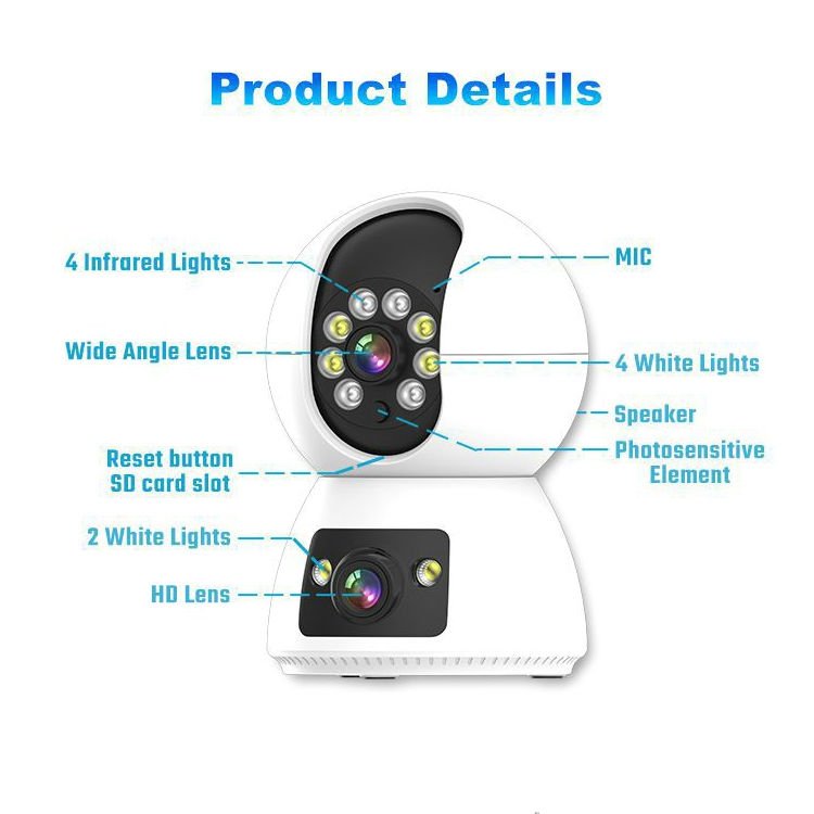 Wireless Wifi Remote Control Surveillance Ptz Home Security Baby Monitor Dual Lens Tuya Smart IP Camera