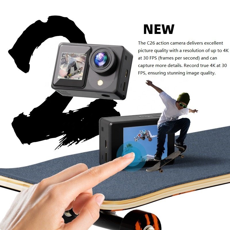 Factory wholesale 4K/30fps waterproof helmet sport camera 2 inch dual screen mini underwater 40M hd video cameras EIS action cam