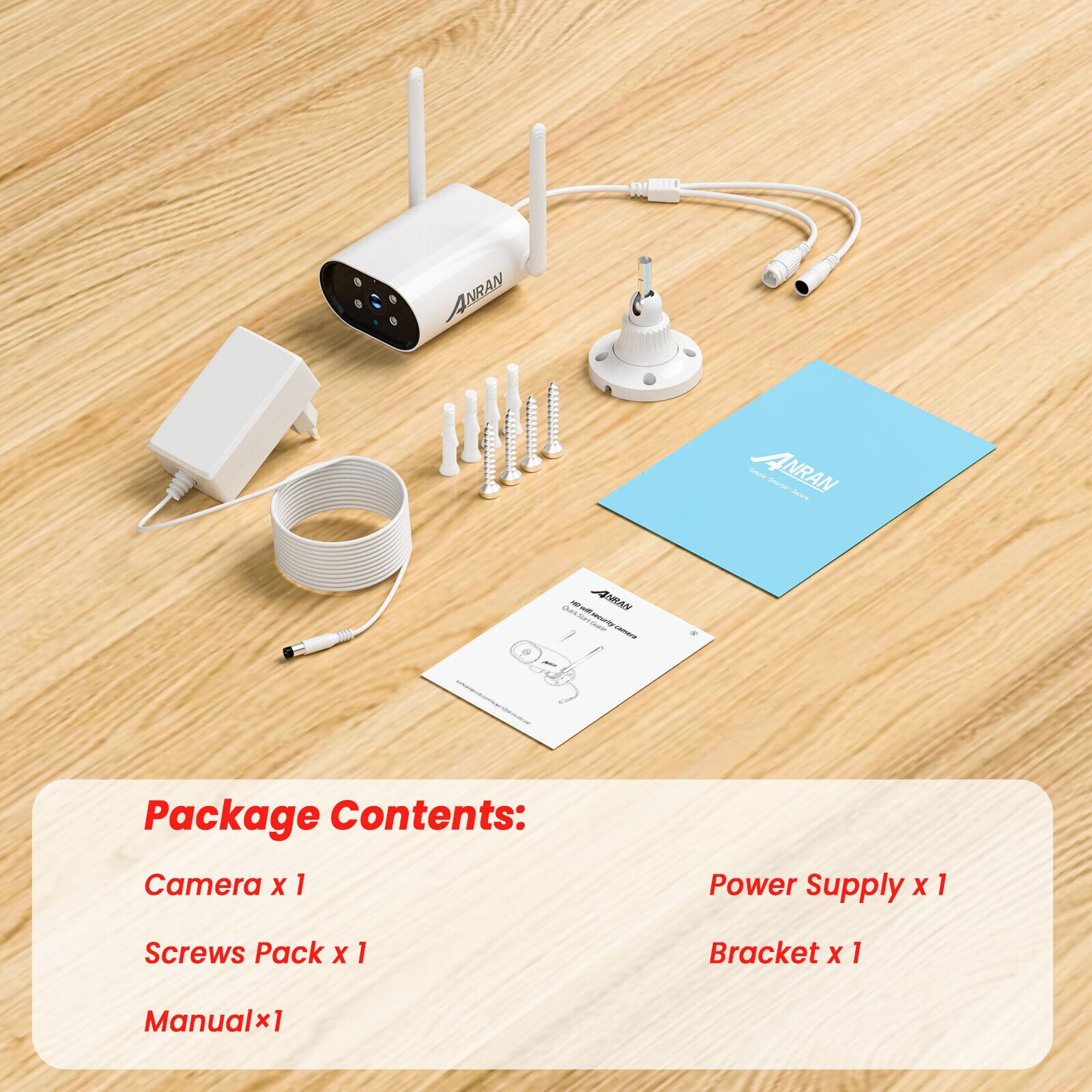 ANRAN HD 3MP WIFI Camera Outdoor home Motion Detection Two Way Audio Security Network Camera