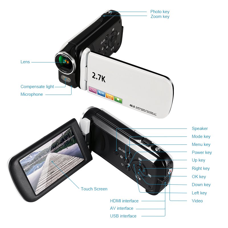 New Popularity Hd 2.7K Dv Mini Body Portable Camera Video Camcorder