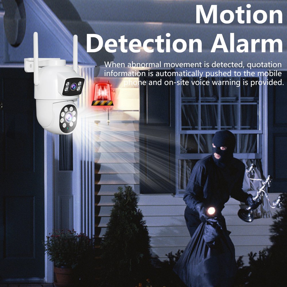 Factory Dual Lens WIFI PTZ Camera De Seguranca Wireless 6MP Auto Tracking Motion Alarm TF Card Recording USB CCTV Home Camera