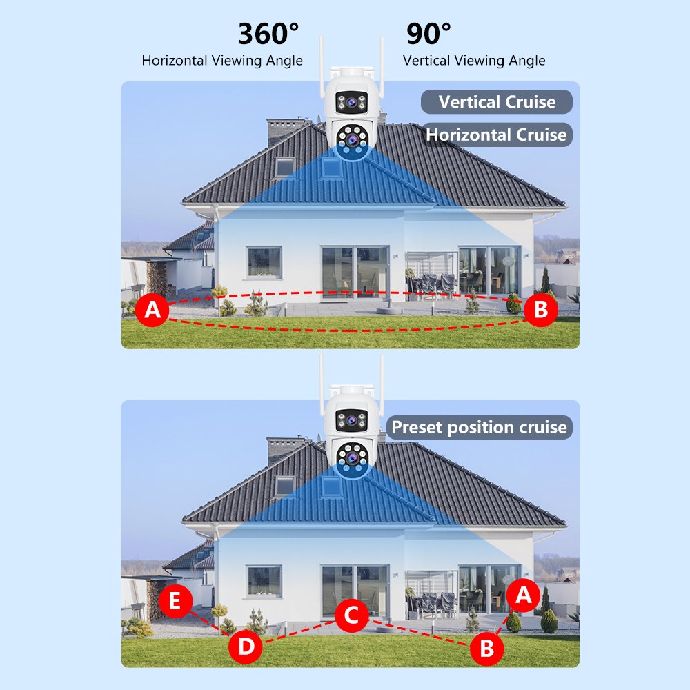 Factory Dual Lens WIFI PTZ Camera De Seguranca Wireless 6MP Auto Tracking Motion Alarm TF Card Recording USB CCTV Home Camera