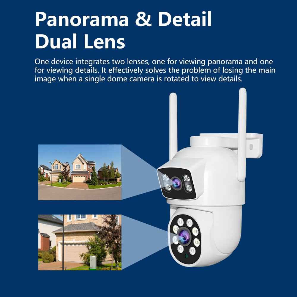 Factory Dual Lens WIFI PTZ Camera De Seguranca Wireless 6MP Auto Tracking Motion Alarm TF Card Recording USB CCTV Home Camera