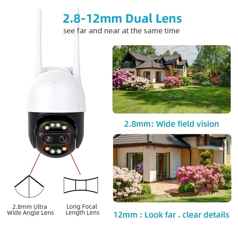 Haishamao Outdoor CCTV Wifi Video Surveillance Camera 2MP PTZ IP Camera 8x Zoom Dual-Lens Human Detect CCTV Camera