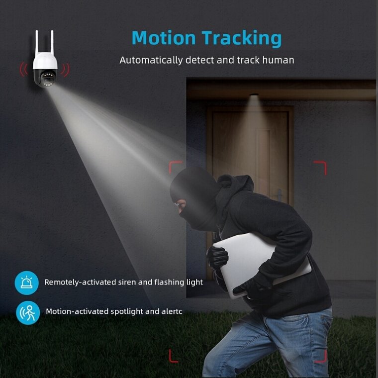 Haishamao Outdoor CCTV Wifi Video Surveillance Camera 2MP PTZ IP Camera 8x Zoom Dual-Lens Human Detect CCTV Camera