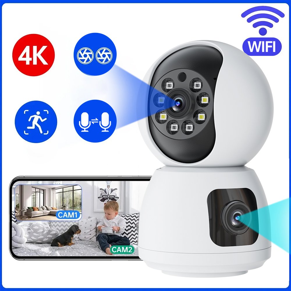 M 4MP 6MP Dual Lens indoor Camera Color Night Version Wireless Network Dome Camera Motion Tracking Network PTZ Camera