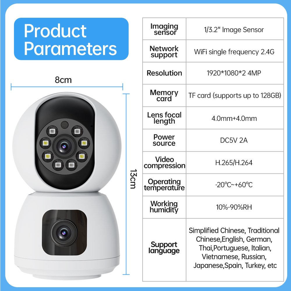 M 4MP 6MP Dual Lens indoor Camera Color Night Version Wireless Network Dome Camera Motion Tracking Network PTZ Camera