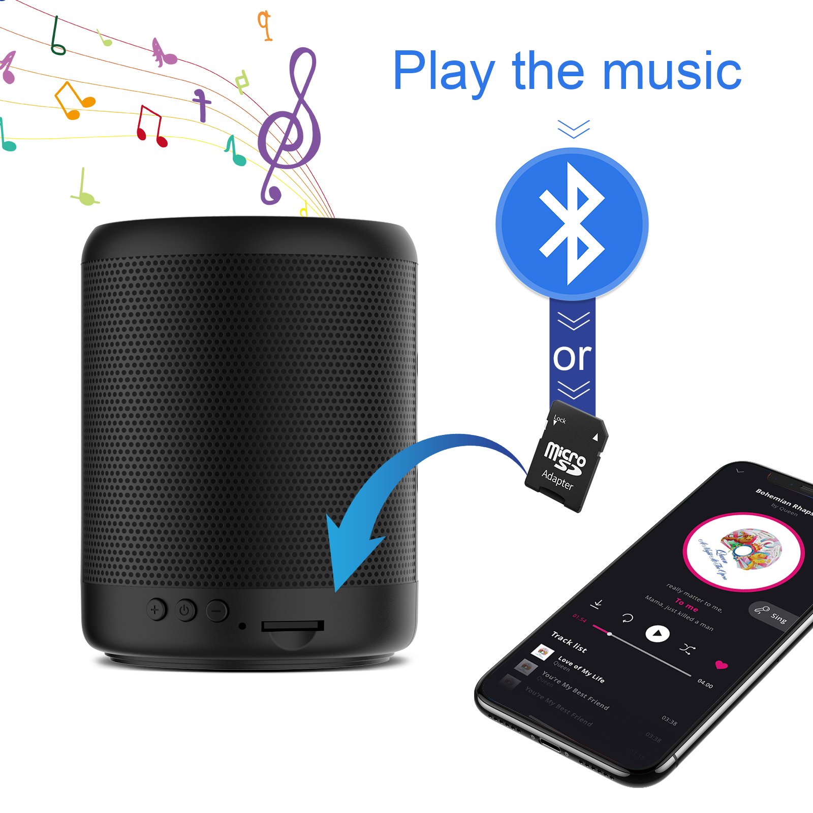 Multifunction portable speaker 3600mah slim wireless speaker camera with mini camera