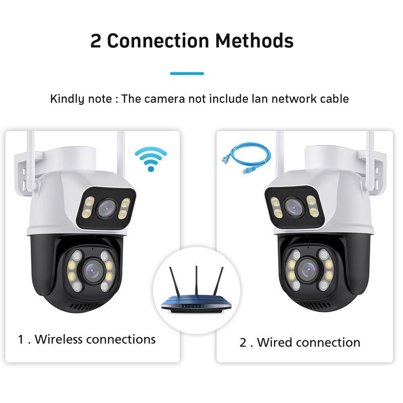 4/6/8mp waterproof dual lens PTZ outdoor full HD smart CCTV network security auto human tracking surveillance AI camera