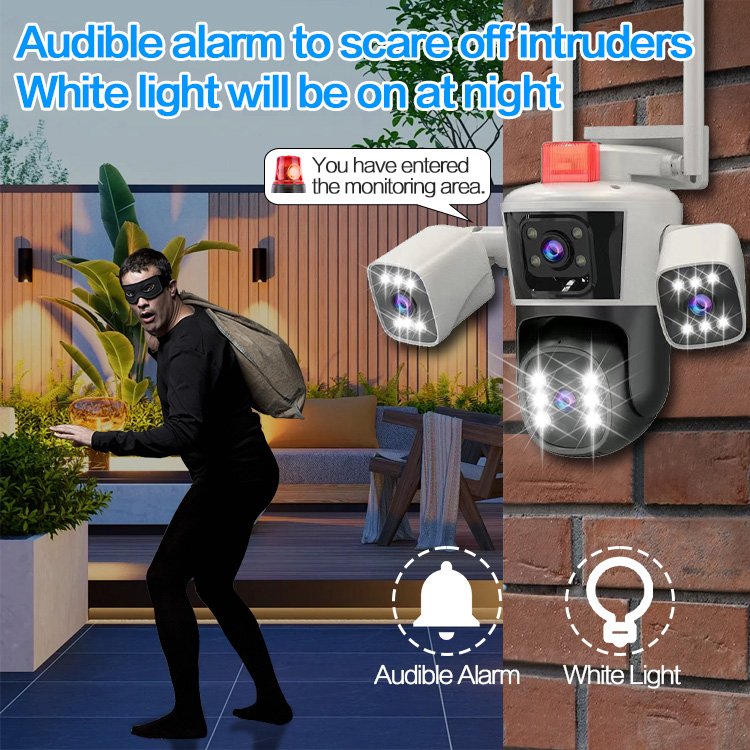 New 6k Outdoor Home Security Camera System Wireless Panoramic Linkage Waterproof Ptz Ip Network Security Camera Outdoor 12mp