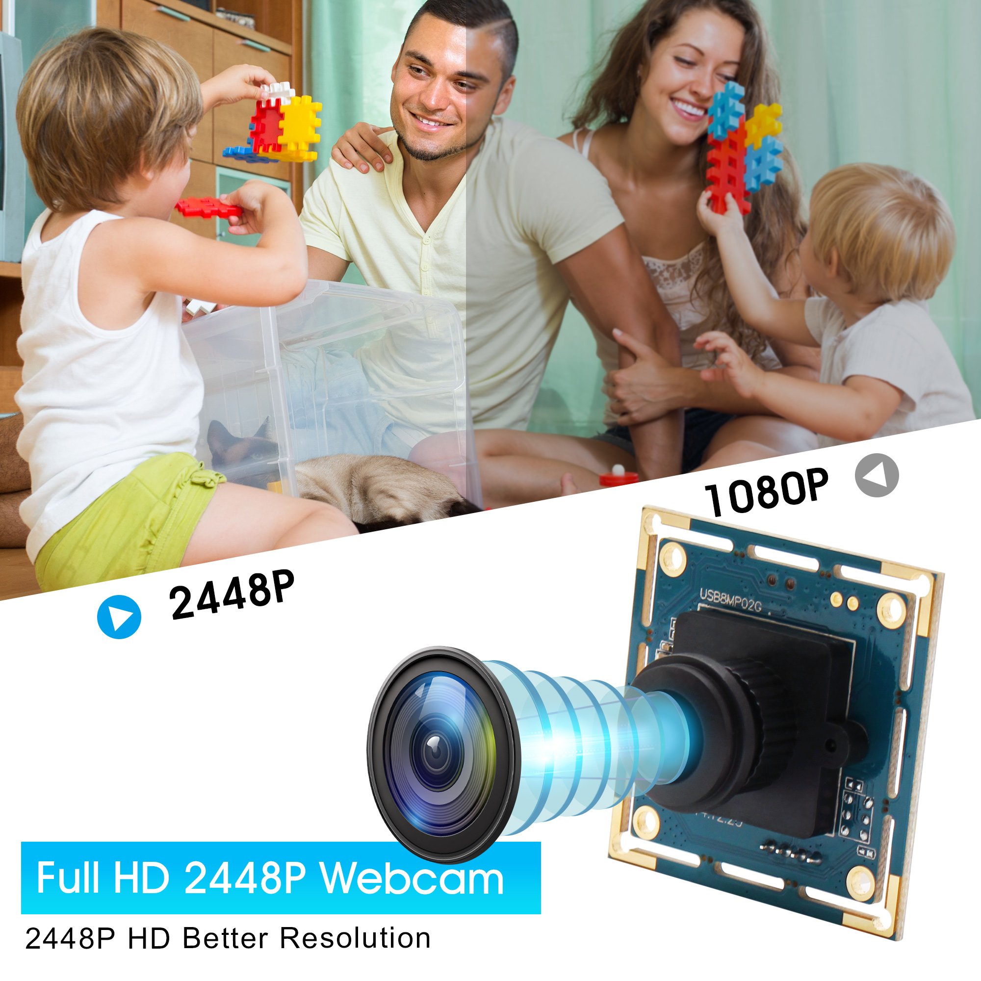 ELP 8MP Ultra HD USB Camera Wide Angle 180 Degree Fisheye Webcam 32X32mm Mini Camera Module For VR,Smart TV
