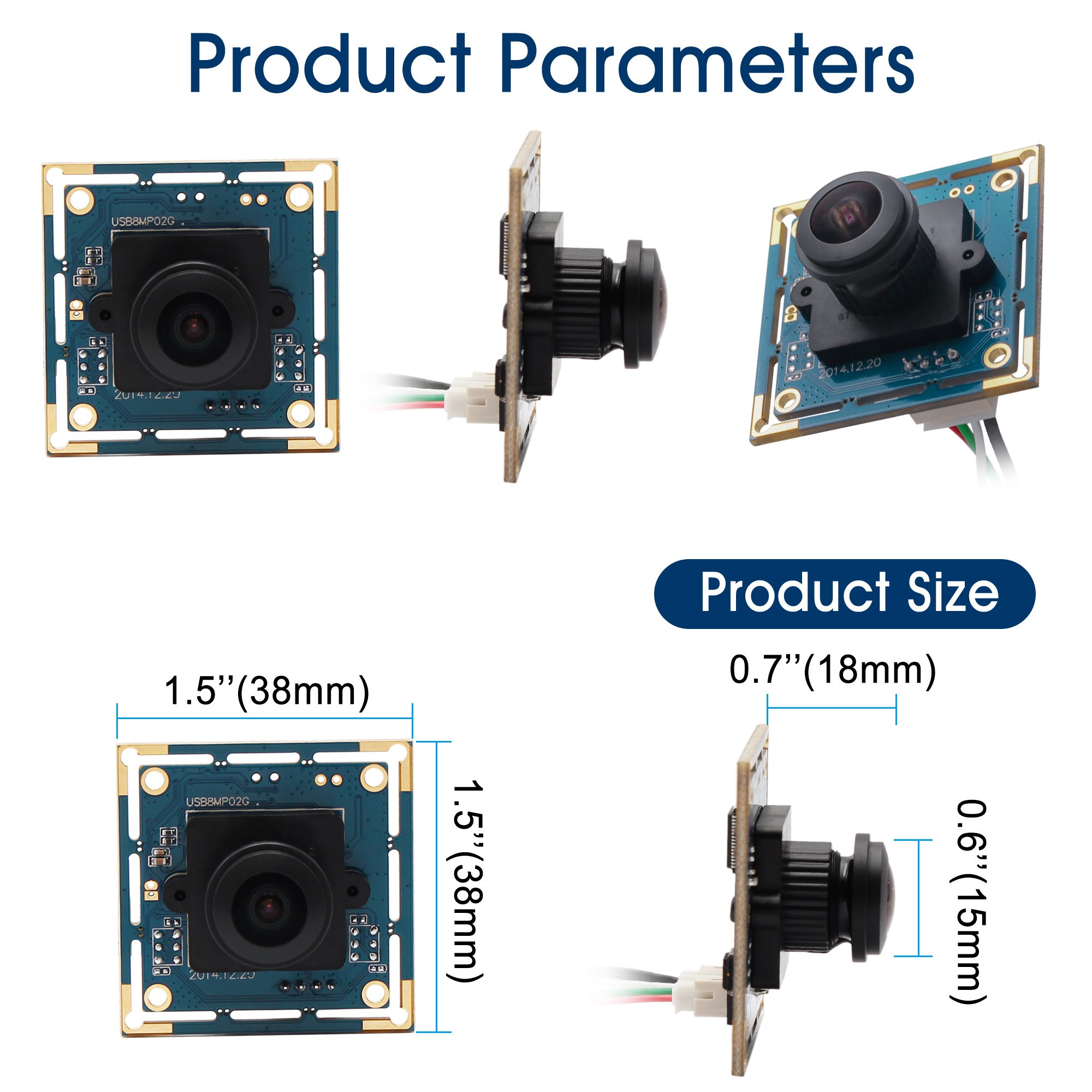ELP 8MP Ultra HD USB Camera Wide Angle 180 Degree Fisheye Webcam 32X32mm Mini Camera Module For VR,Smart TV