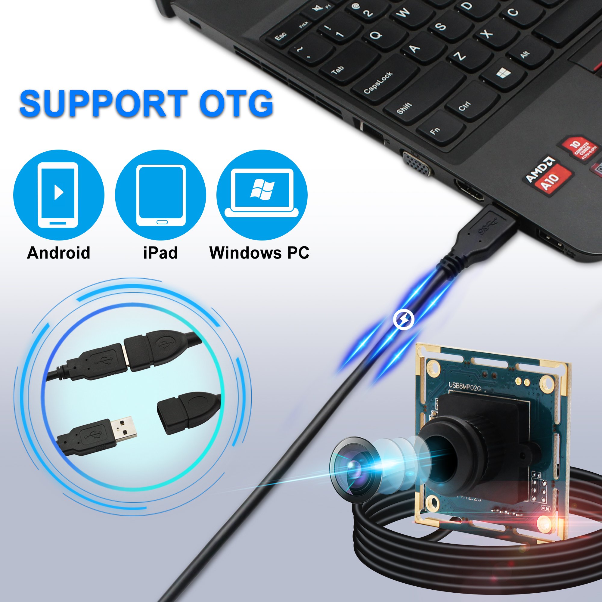 ELP 8MP Ultra HD USB Camera Wide Angle 180 Degree Fisheye Webcam 32X32mm Mini Camera Module For VR,Smart TV