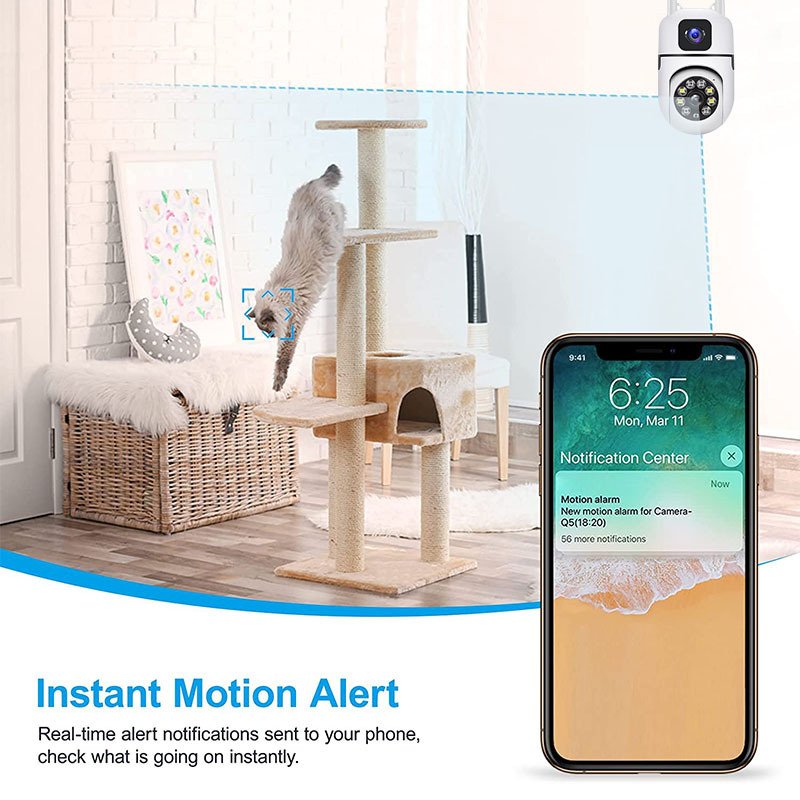 6MP Dual Lens Indoor Smart Home Video Surveillance Two Way Audio Mobile Motion Baby Monitor Mini CCTV IP WiFi Security Camera