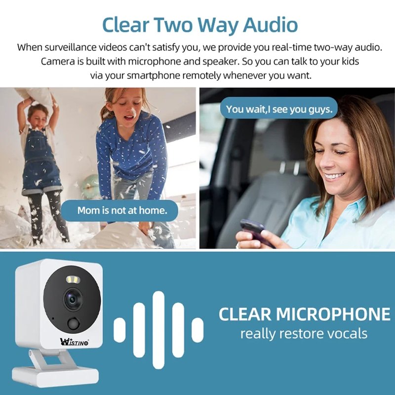 Wistino 3K 2024 indoor cctv wifi security cameras multi-function 120 degree wide angle wifi camera