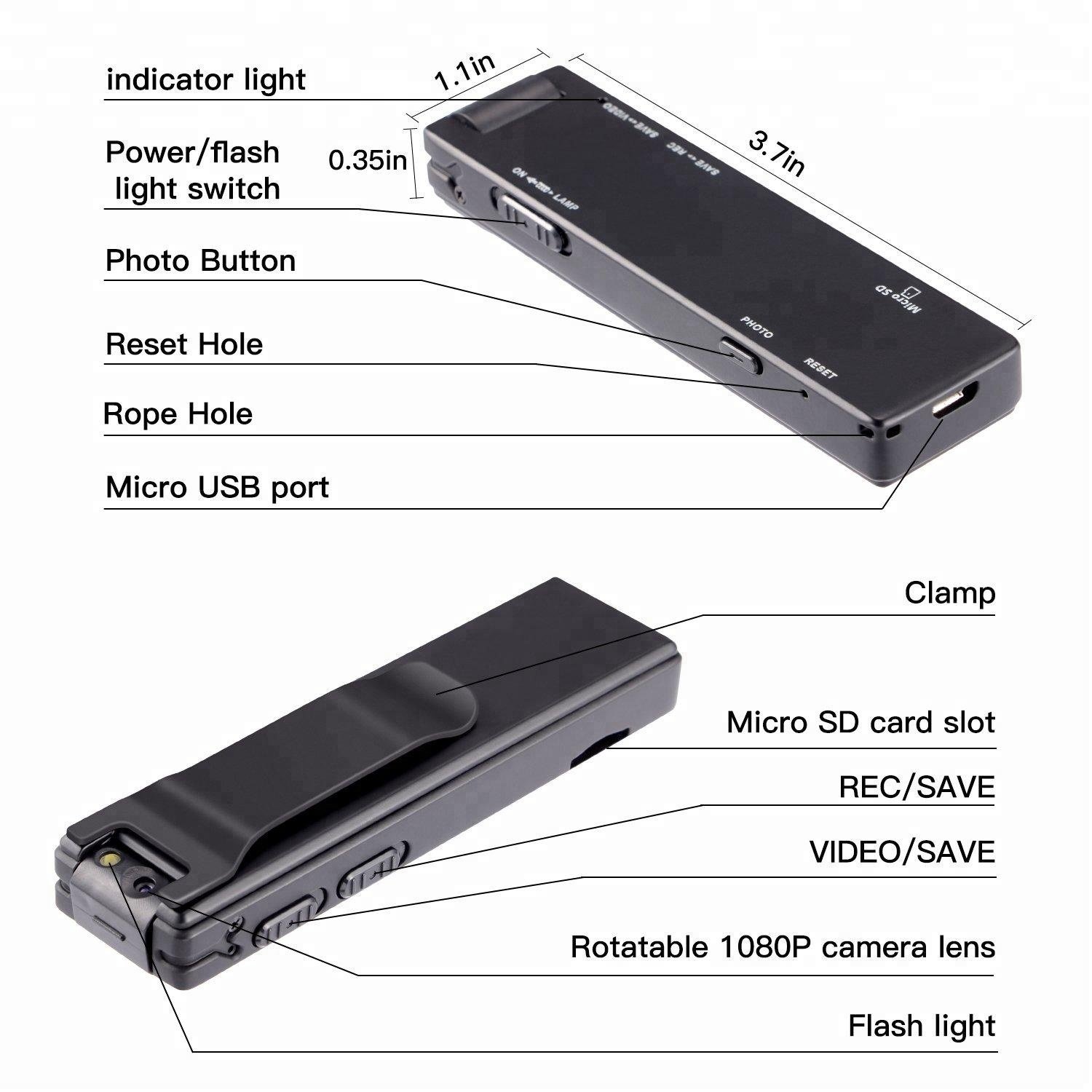 Vandlion A3 Mini Camera Outdoor Sports DV with Clip and Strong Magnetic Adsorption for X-sport Car Driving Recorder