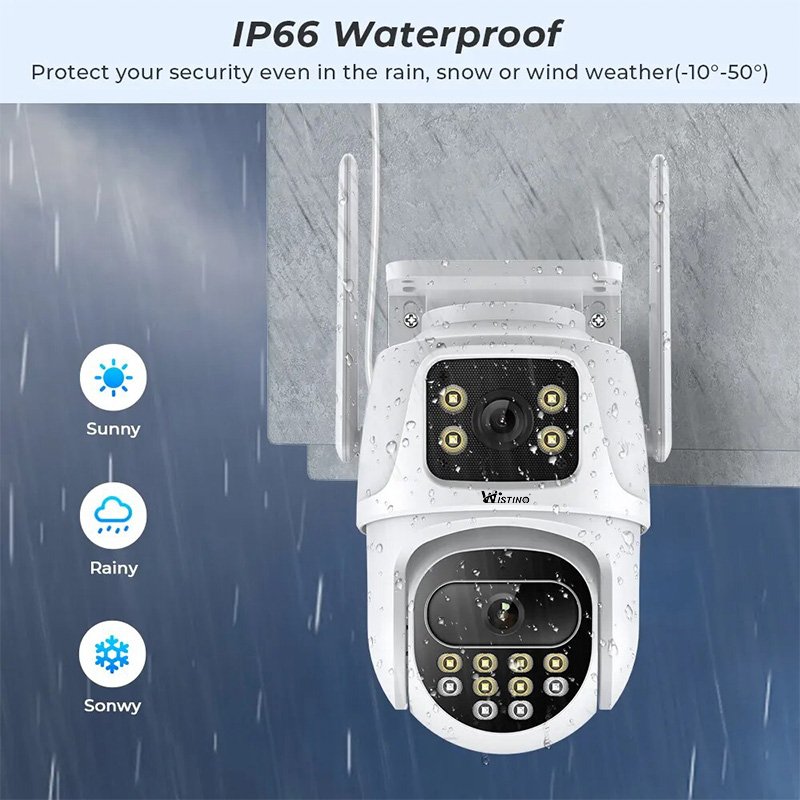 Wistino 6MP outdoor dual lens waterproof wifi camera Human Motion Tracking Color Night Vision network camera