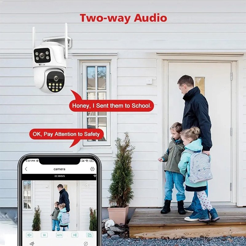 Wistino 6MP outdoor dual lens waterproof wifi camera Human Motion Tracking Color Night Vision network camera