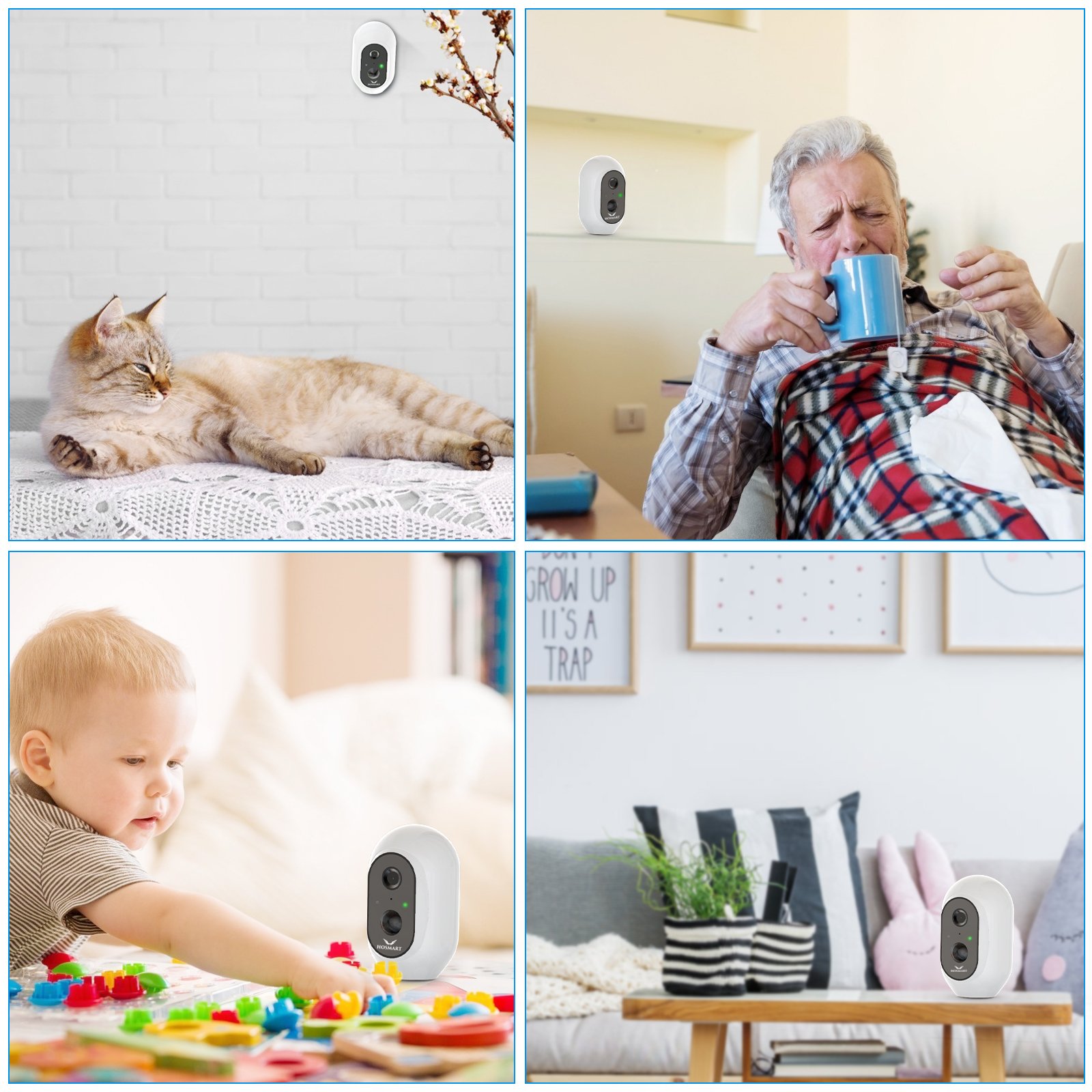 HOSMART 1080P Wireless Home Security Camera System with Siren, Indoor/Outdoor, Night Vision(2 Camera Kit)
