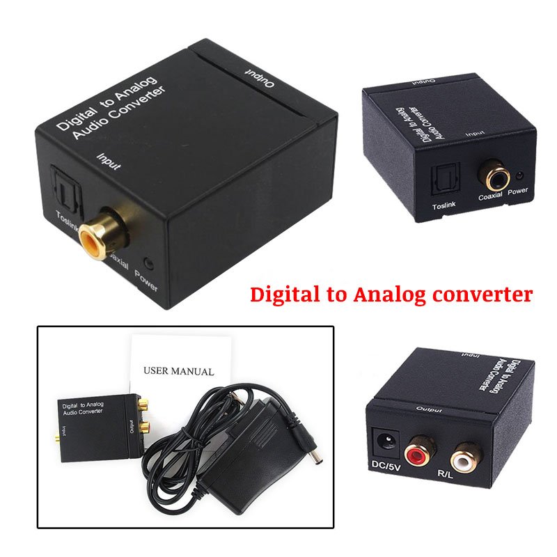 Digital to Analog TV Converter Box, Optical Coax Coaxial Toslink to Analog RCA L/R Professional Audio, video Converter Adapter