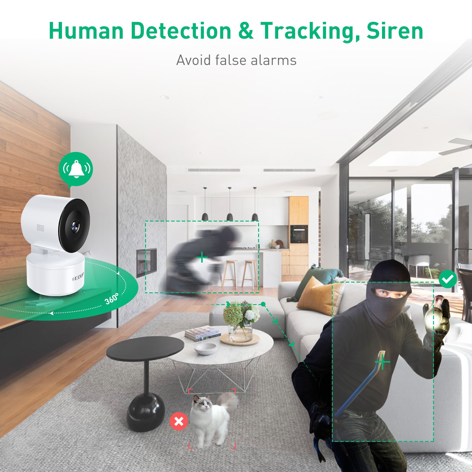 EDUP Mini EDUP 2K WiFi IP Camera WIFI Auto Tracking Tuya Smart CCTV PTZ Camera Network Surveillance Camera