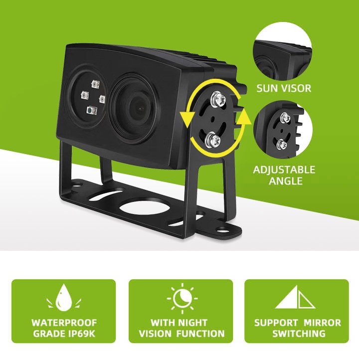 EAPODA 1080P AHD Analog Rear View Reverse Backup Camera 180 Degree Fisheye Waterproof CCTV Security Bus Truck Side View Monitor
